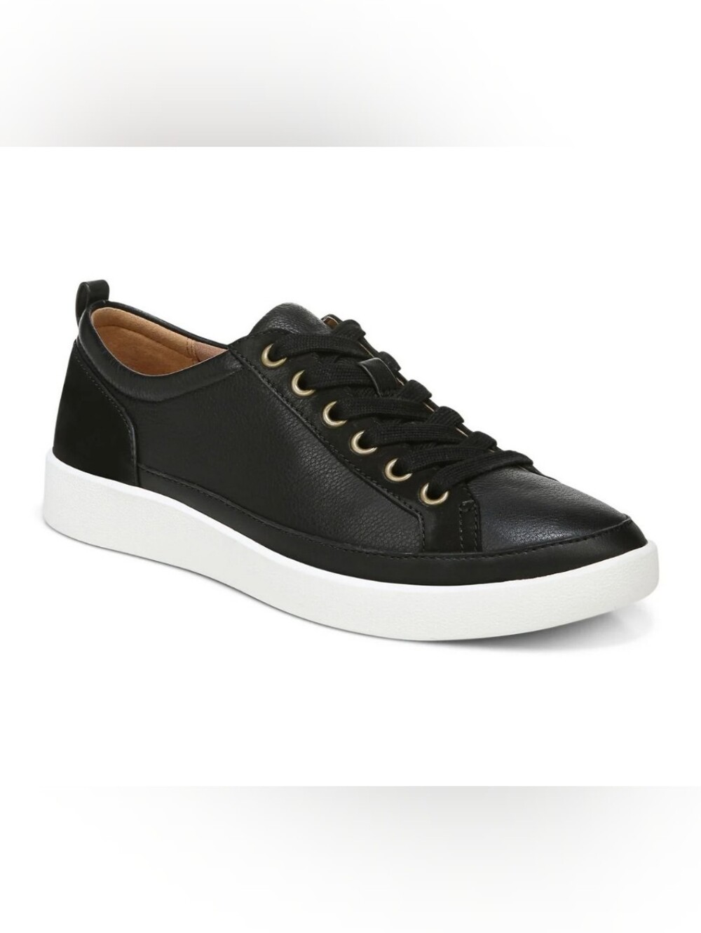 Vionic Winny Sneaker Woman's Black Leather New In Box Size 10